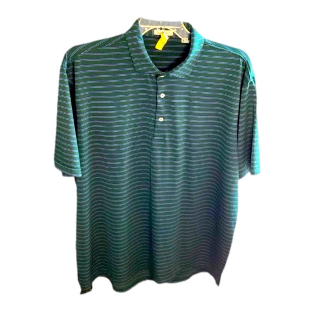 Oliver Ridley 2XL Men’s Polo Shirt Green/Blue Striped Golf EUC